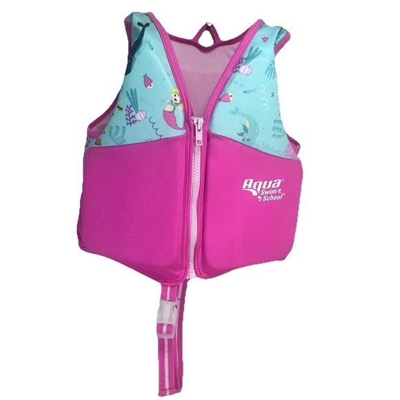 Aqua Swim School Pink Mermaid Toddler Swim Vest Life Jacket Float Training Aid - Picture 1 of 4